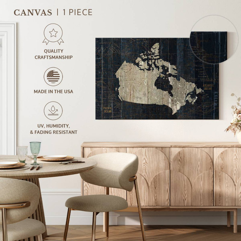 Carte du vieux monde Aliaz - Canada bleu, H 34 po x l 51 po