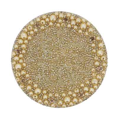 Beaded Pearl Coasters (Set of 4) – Embellished Round Drink Coasters with Decorative Border for Coffee Table, Dining Table and Entertaining
