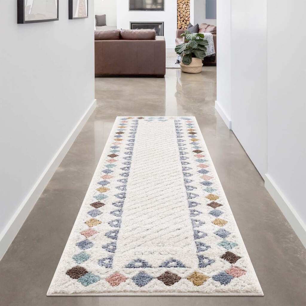 Teppich Focus 3034 Hochflor Boho Wohnzimmer Creme Hochtief-Muster/ 3D-Effekt Stephenson