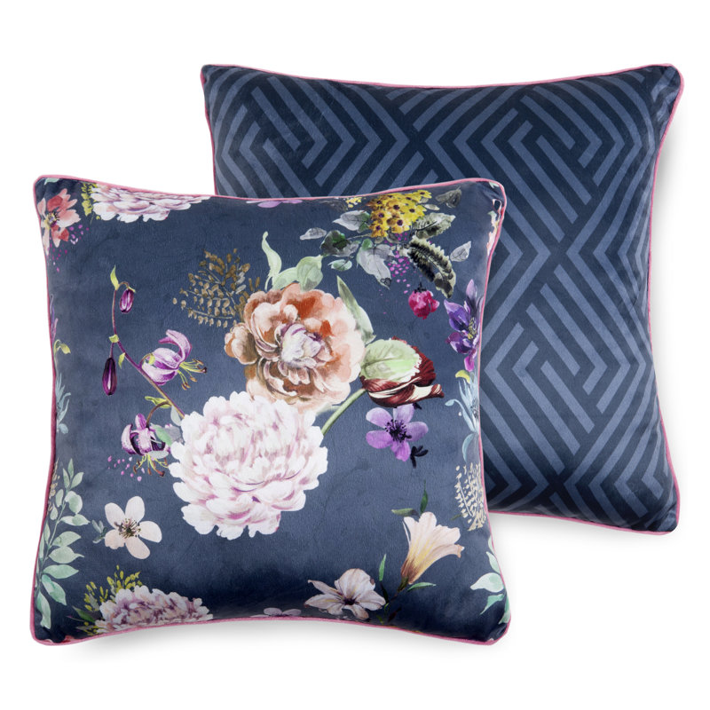Elara Floral Square Cushion, Anthracite