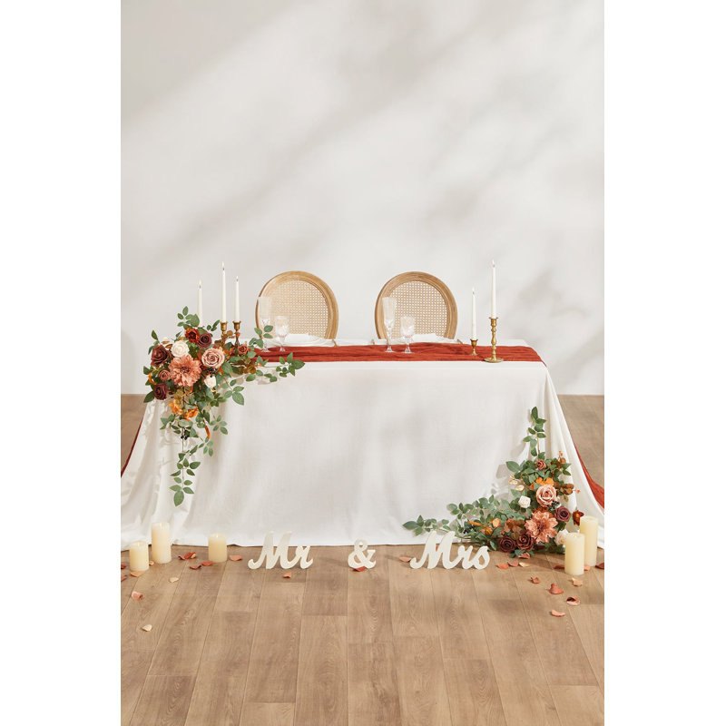 Décoration florale Ling's Moment Sweetheart Table de couleur terre cuite coucher de soleil, Terra Cotta