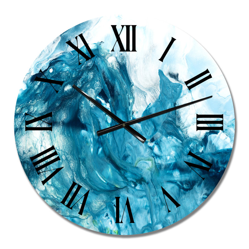 Turquoise liquide Art - horloge murale moderne, Petit
