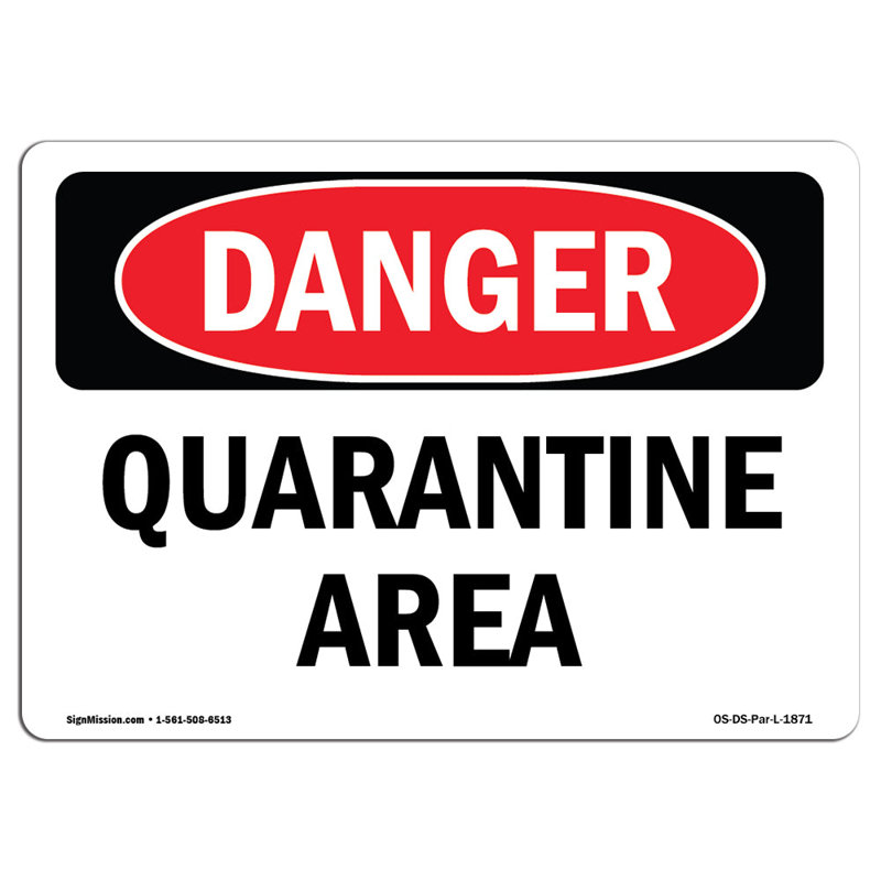 Panneau de quarantaine en aluminium 12 x 18, H 12 po x l 18 po x P 0,1 po