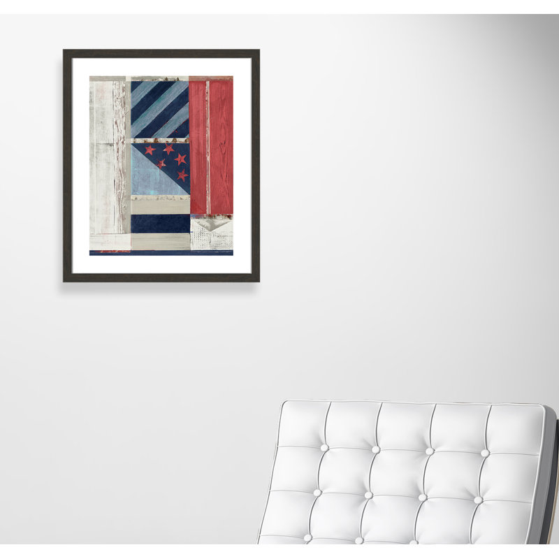 Allangson «Coastal Flag VI», reproduction de peinture à l'acrylique encadrée, Cadre noir texturé grain de bois