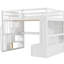 Lit mezzanine avec bureau, tablettes, 2 tiroirs spacieux et escalier de rangement pratique et sécuritaire