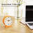 4.5" Analogue Alarm Clock,Small Retro Desk Clock Battery Operated,Slient Metal Table Clock With Light (Orange)