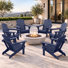 Ensemble de chaises pliantes 6 pièces Adirondack en PEHD avec texture d'aspect bois et porte-gobelets