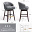 Tabouret de bar pivotant en similicuir 31,9 po avec pieds en bois massif, bleu gris-1082600043-1095359777