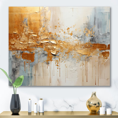 Isalena Golden Gleam I - Abstract Collages Large Wall Art