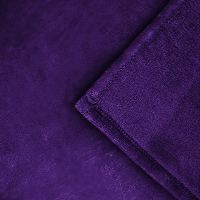 Soft & Cozy Faux Fur Reversible Fleece Throw Blanket , Purple, King