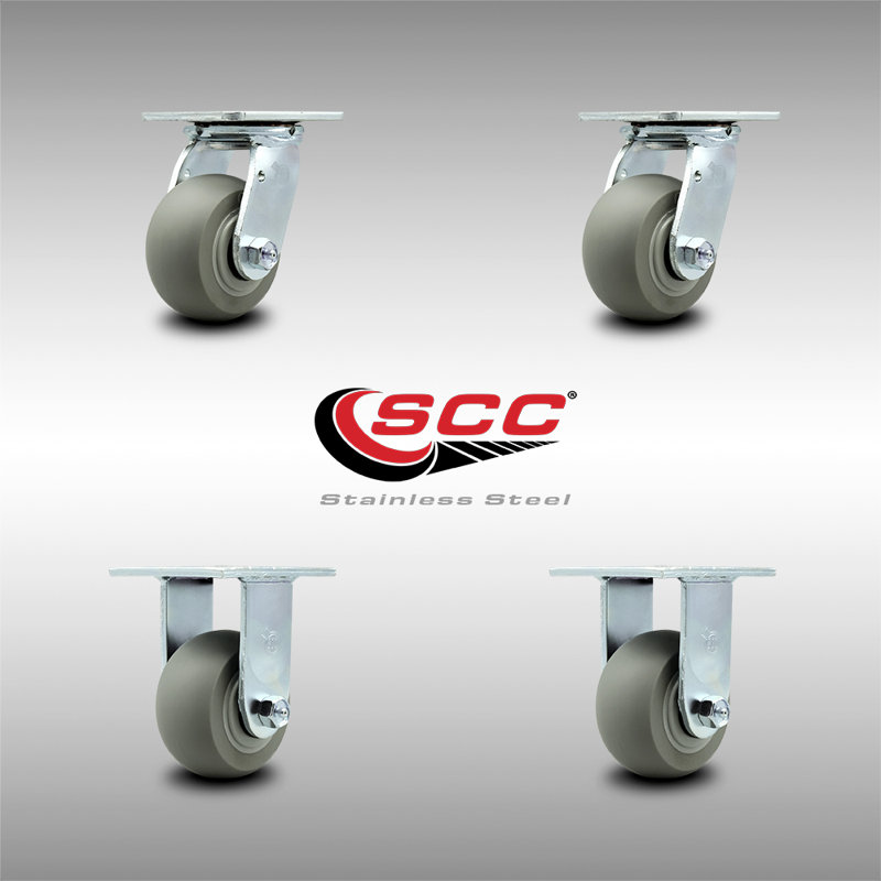 Thermoplastic Caster Set with Roller Bearing