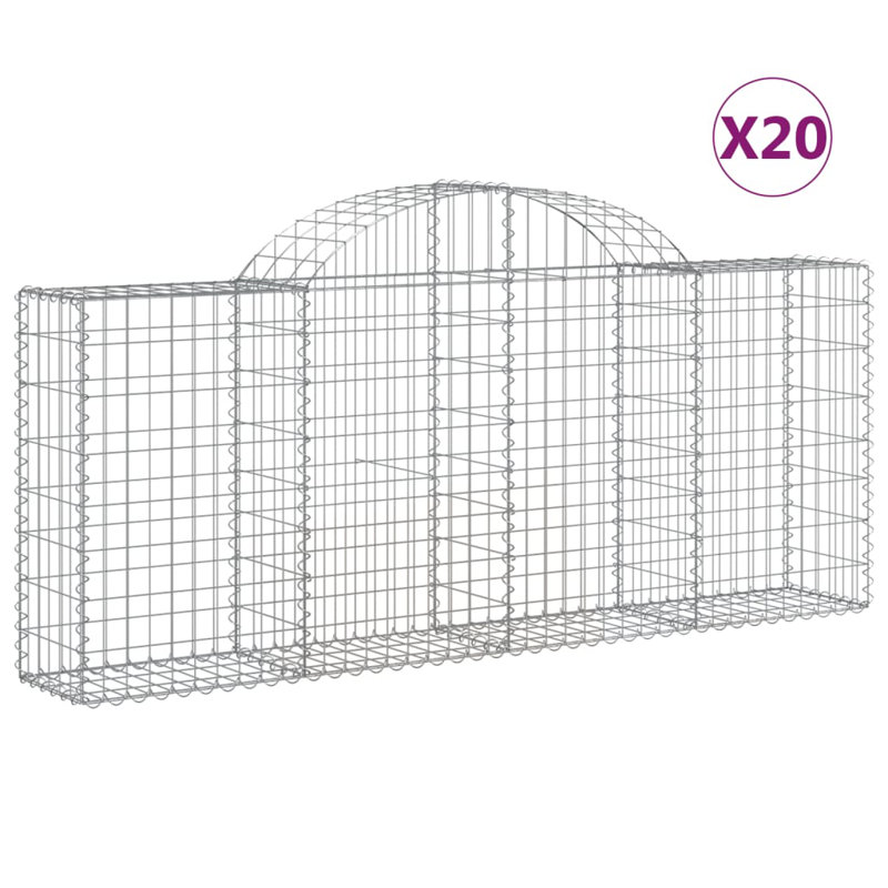 Briceida Silver Metal Gabion Baskets, 100cm H x 200cm W x 30cm D