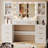 58.25”vanity Desk With Mirror And Charging Station, 8 Drawers And 2 Cabinets-1704558271