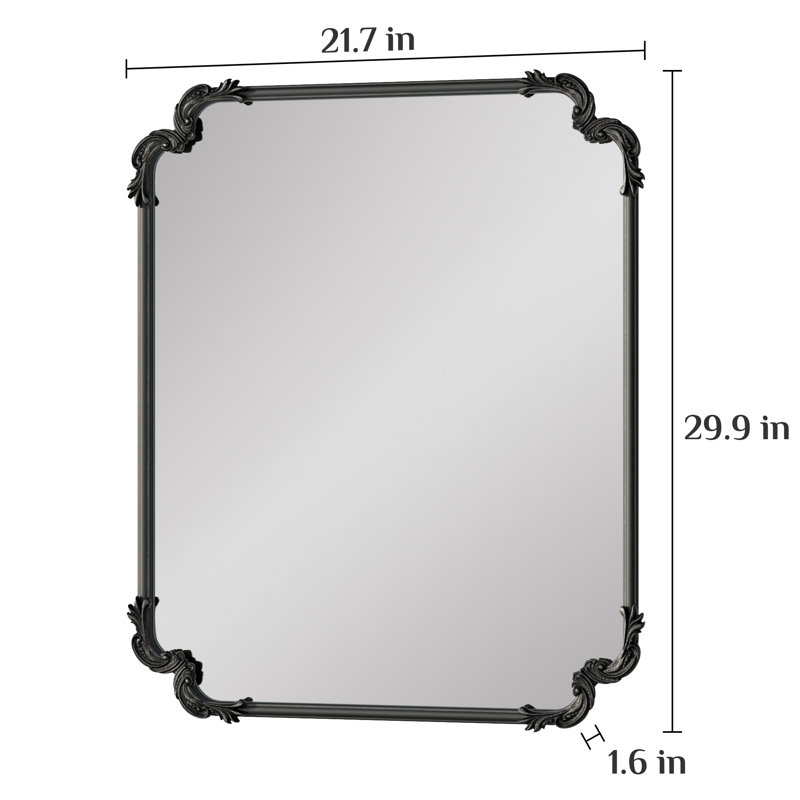 Miroir d'appoint Genan, 36 po x 30 po, Noir antique