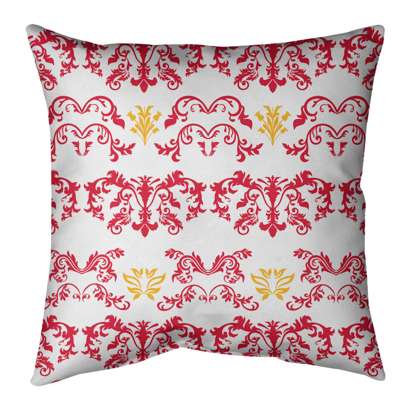 Housse de coussin Kansas City Football Baroque, 16 po x 1 po, Blanc / rouge / jaune, Polyester sergé