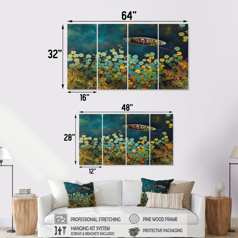 Amauris - Art mural bateau 4 pièces, H 28 po x l 48 po