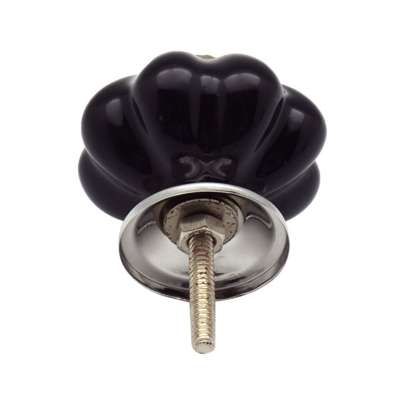 Nicola Spring - Floral Ceramic Cabinet Knobs, Black