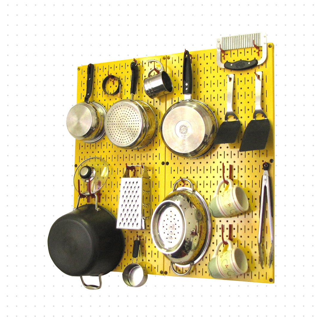 Metal Rectangle Wall Mounted Pot Rack Prep & Savour Finish: Yellow / Red