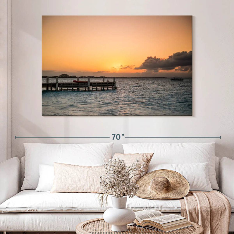 Aletra Sunset Over Wooden Dock, 34" H x 51" W