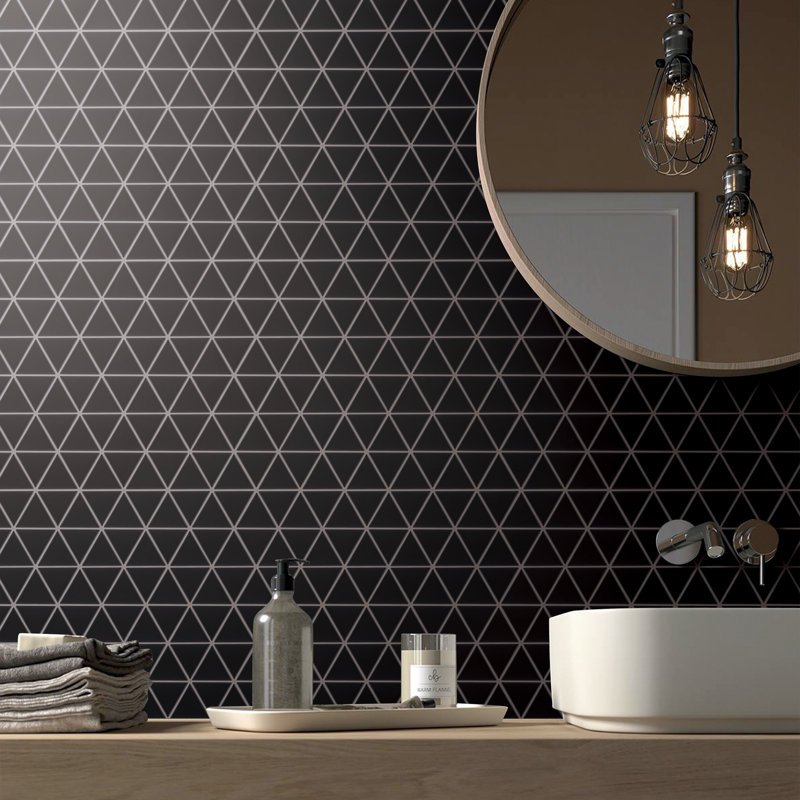 Carreau de mosaïque géométrique mat 9,69 po x 11,46 po Porcetile, Noir