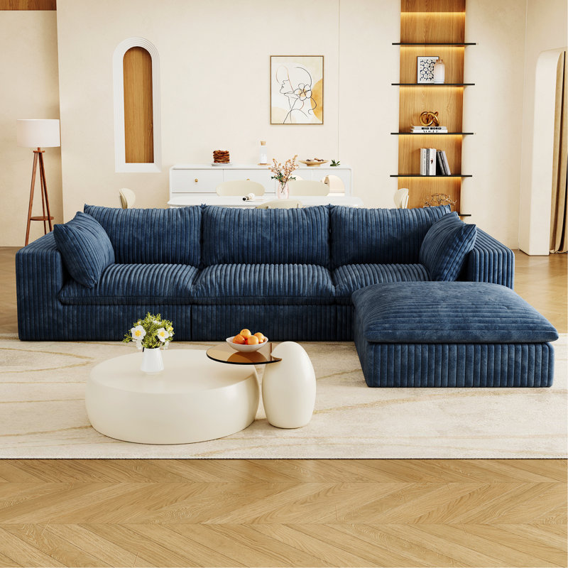 Canapé avec coussin amovible, Blue, H 24 po x l 118,2 po x P 78,8 po