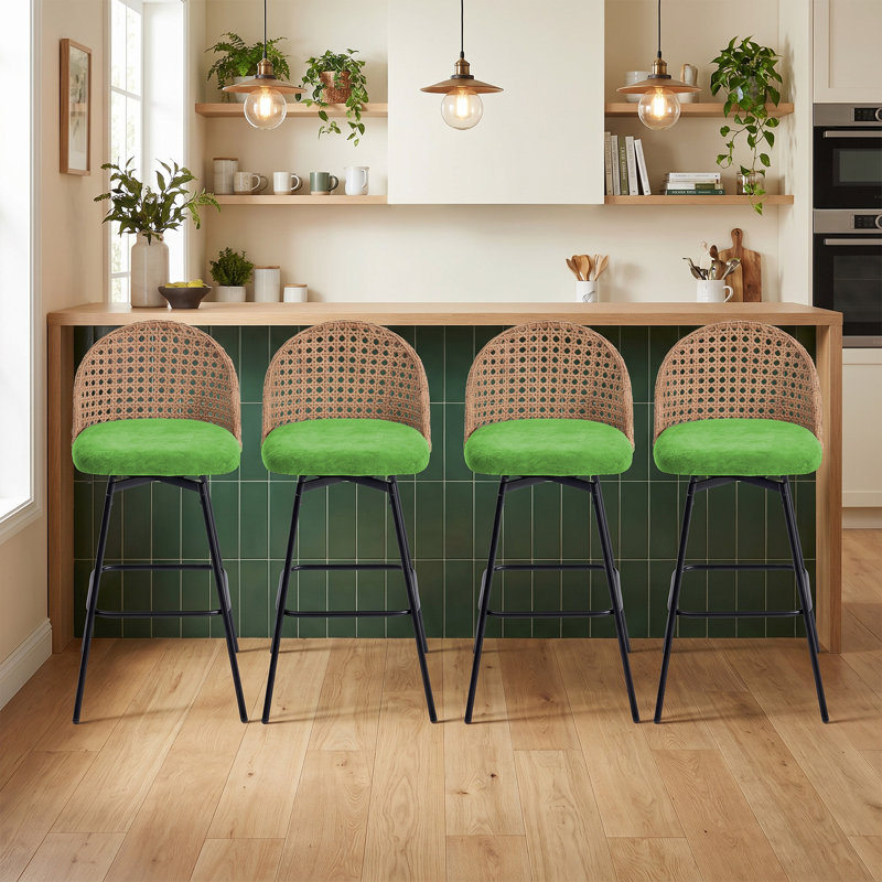 Swivel Yes Chenille Bar Stool, Black