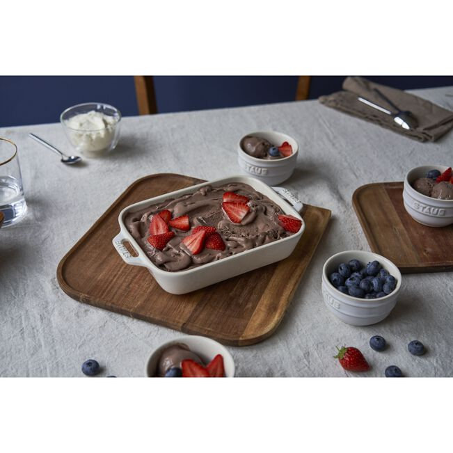 Staub Ceramic 2-piece Rectangular Baking Dish Set, Rustic Ivory