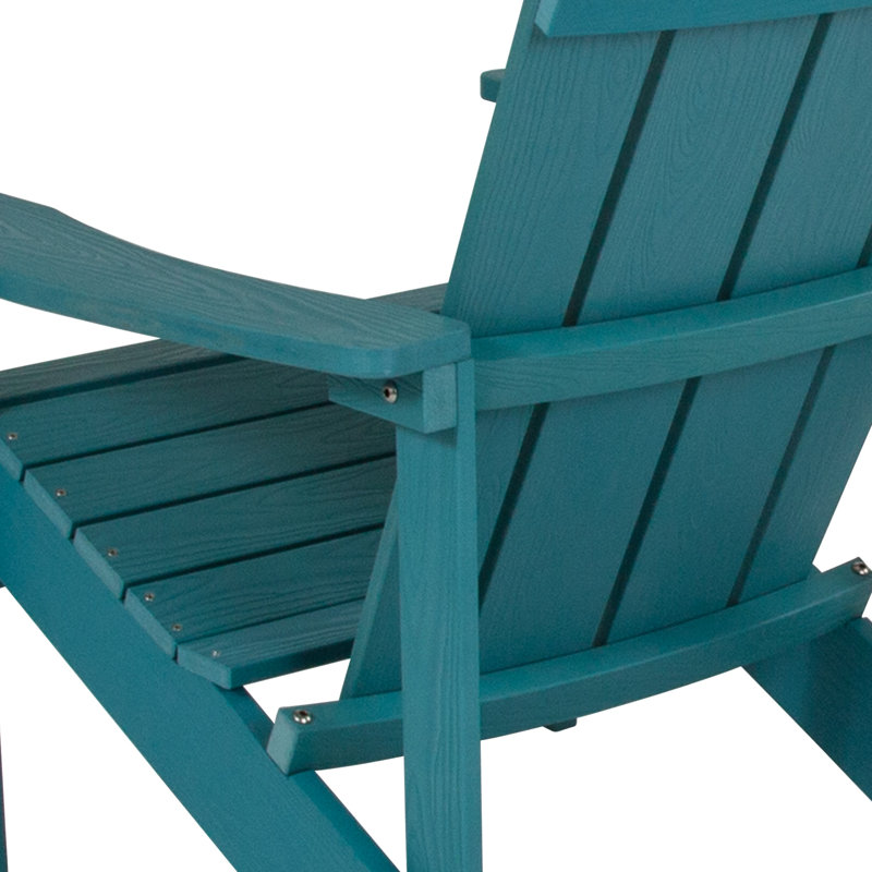 Chaise Adirondack commerciale en résine de polyester toutes saisons, Bleu cadet