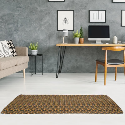 Tapis brun/jaune fait main