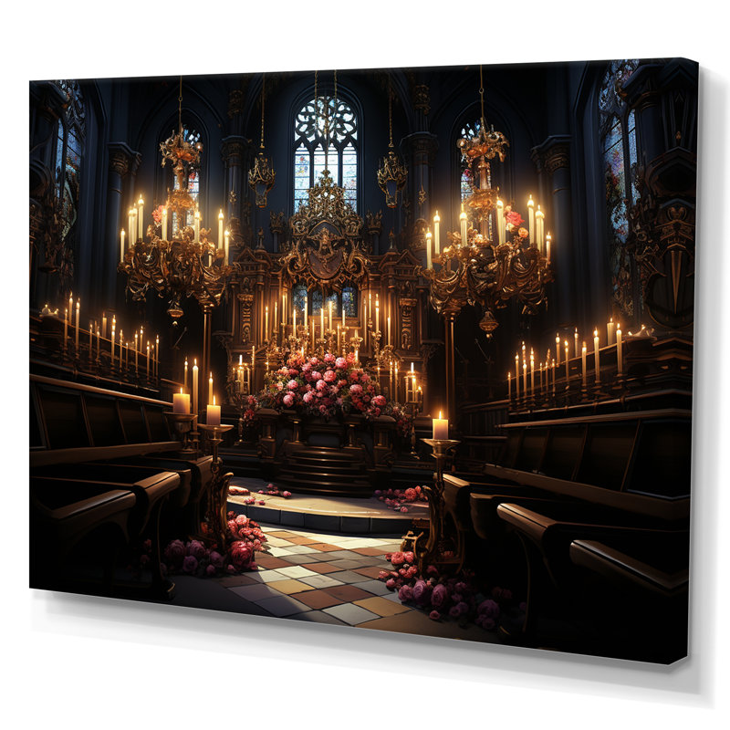 Basilique baroque - Église, art mural, Toile tendue, H 34 po x l 44 po x P 1,5 po