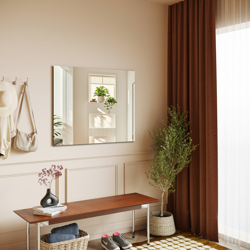 Frameless Tempered Glass Mirror, 32" x 40", Rectangle