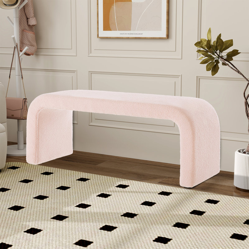 Banc rembourré de 43,98 po avec tabourets, Rose