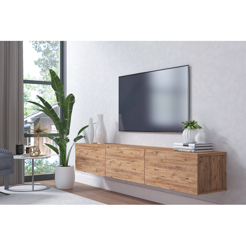 Ozge Modern 71" Floating TV Stand with Storage  Wall-Mounted Media Console for TVs up to 80", Ciragan