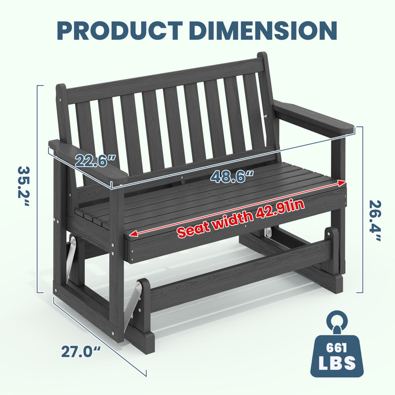 48.6" Adirondack Glider, Gray