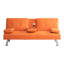 Lit orange de 67 po avec double pliage et table basse pour bureau, 3 positions réglables, revêtement en velours, pieds en métal, design compact pour salon, 2 sièges multifonctionnels à angles multiples, velours doux.