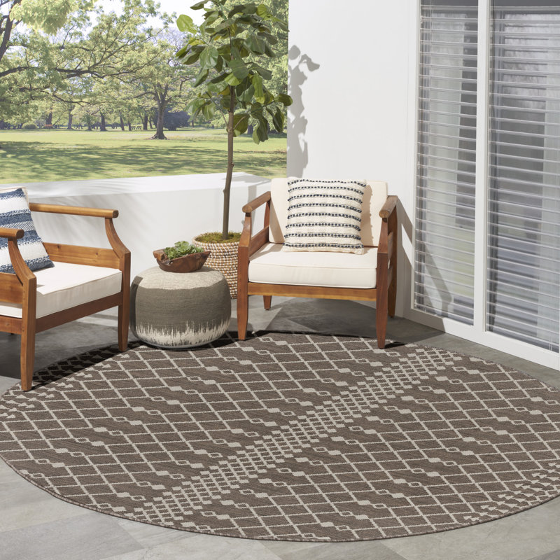 Robbs Rectangle Indoor/Outdoor Area Rug, Natural, Round 6'