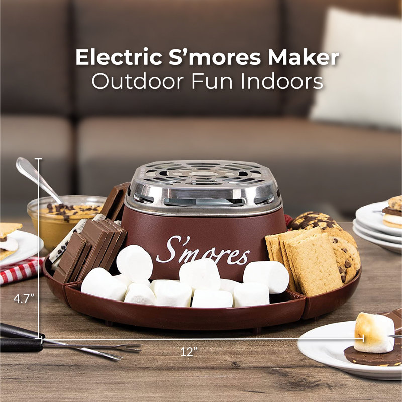 Brown Stainless Steel Indoor Electric S'mores Maker with Trays