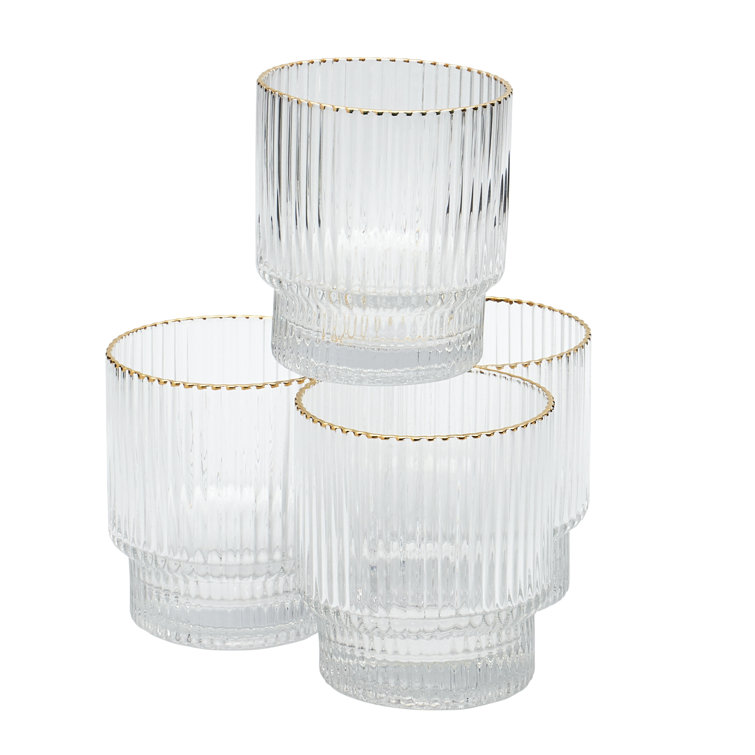 Set of 4 Ribbed Drinking Glasses 