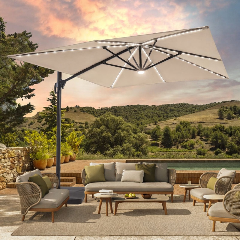 Parasol rectangulaire suspendu en porte-à-faux 138 "x 108" Salton, Sable