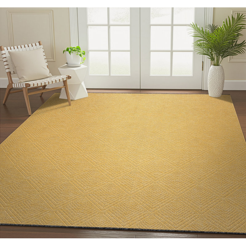 Breneisha Gold Machine Washable Non-Skid Rug, Rectangle 8'10" x 12'2"