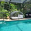 Modern Outdoor Wicker Overhead Canopy Daybed Water Resistant Cushion
