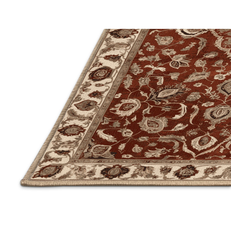 Machine Washable Persian Brown Area Rug, Round 6'