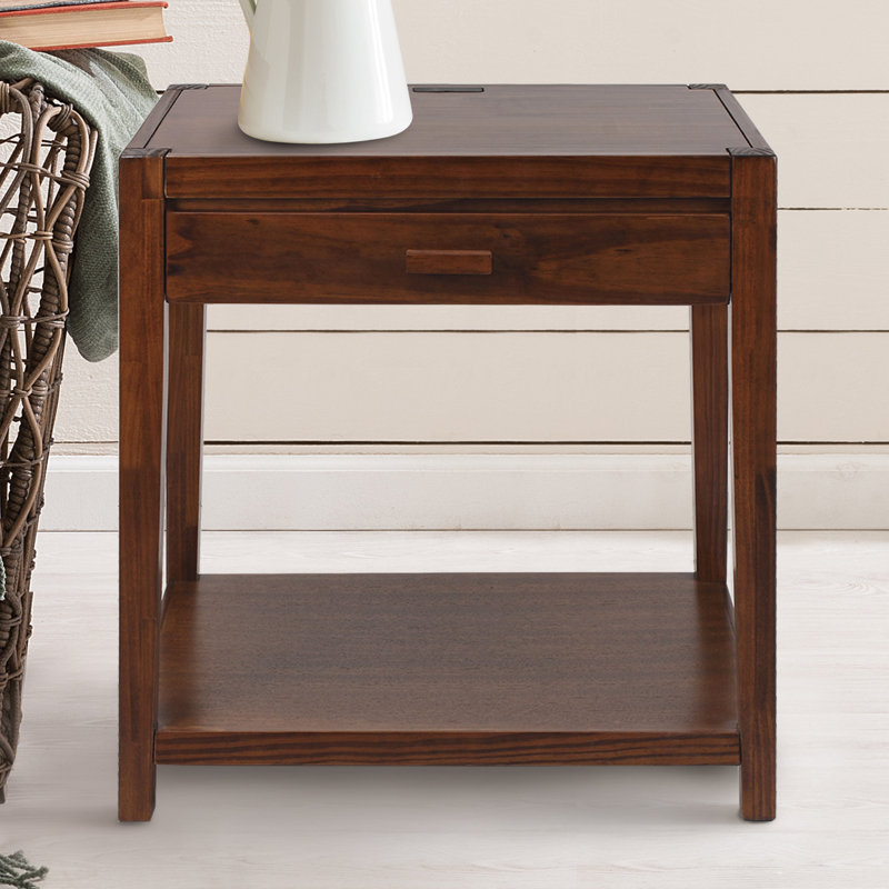 Hemby 24'' W Solid Wood Nightstand, Warm Brown