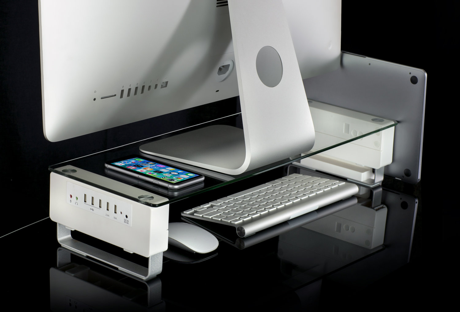 Mount-It Glass Monitor Stand With 5 USB Ports & Reviews | Wayfair