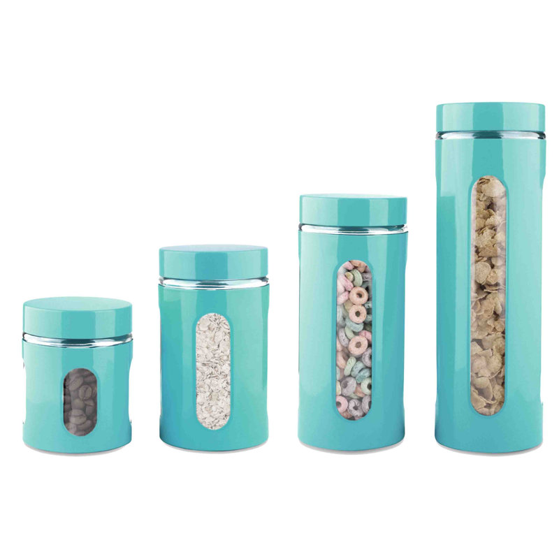Ensemble de pots de cuisine 4 pièces, H 12 po x l 12,25 po x P 4,25 po, Turquoise
