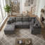 Ensemble de canapé en chenille de 127 pièces 6 pièces, canapé modulaire avec repose-pieds mobile, canapé d'angle convertible modulaire, structure en bois de pin massif renforcé, pour grand salon et appartement-129390050