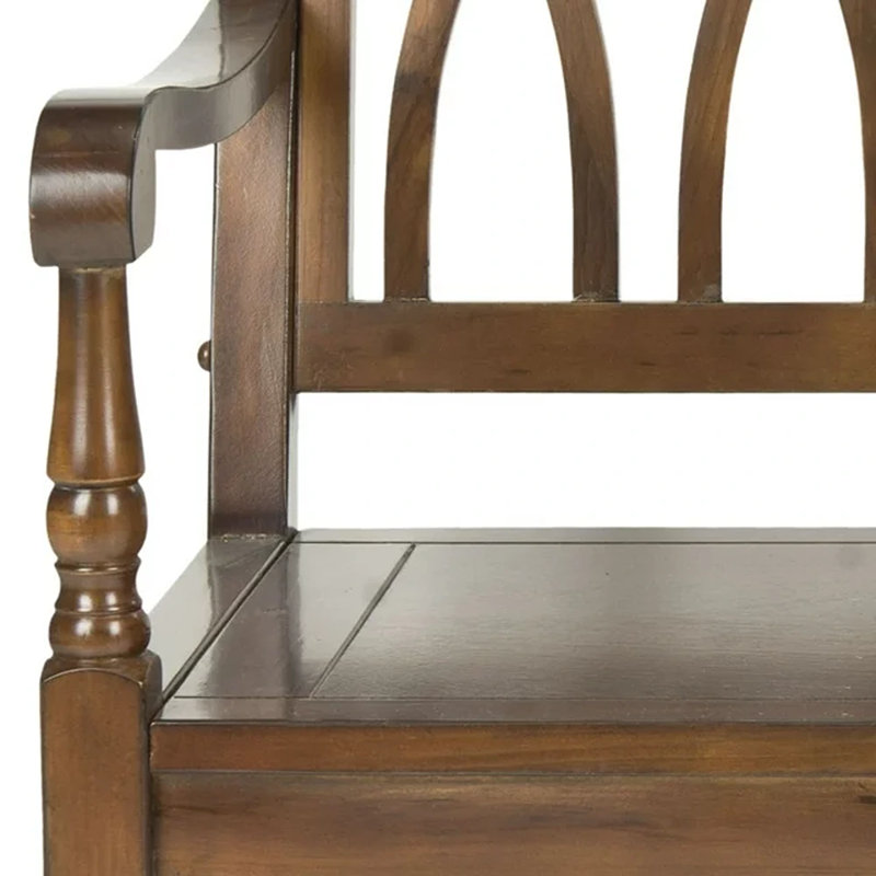 Metinaro Solid Wood Bench, Dark Teak