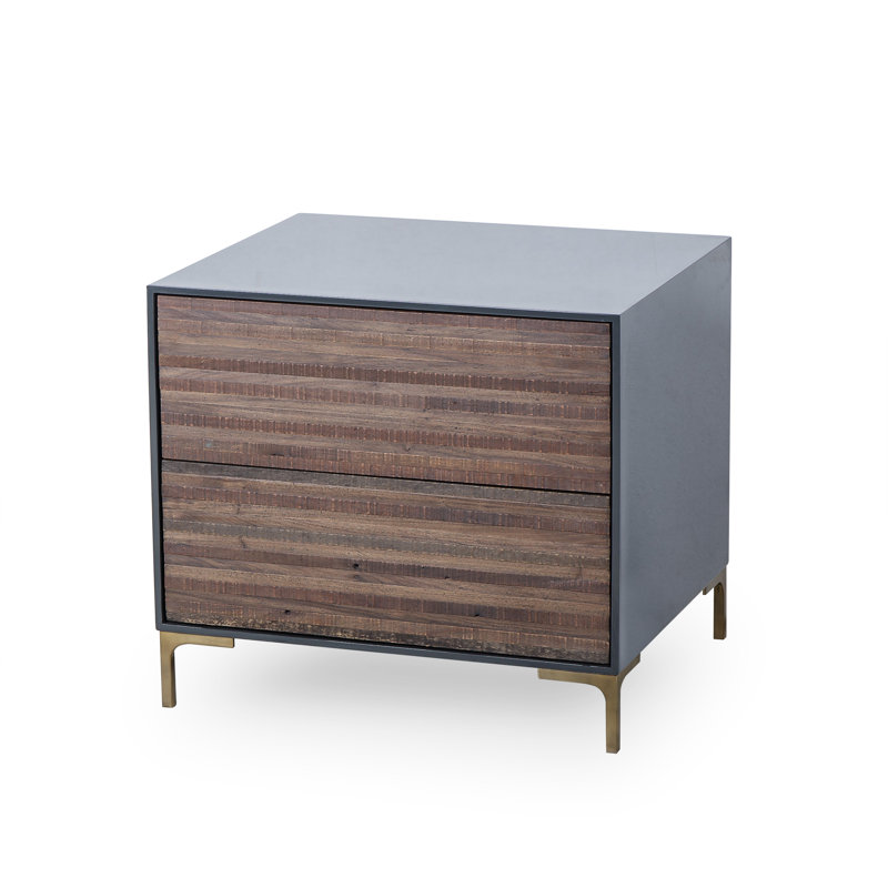 Table de chevet 2 tiroirs en plastique/métal Thomas Bina