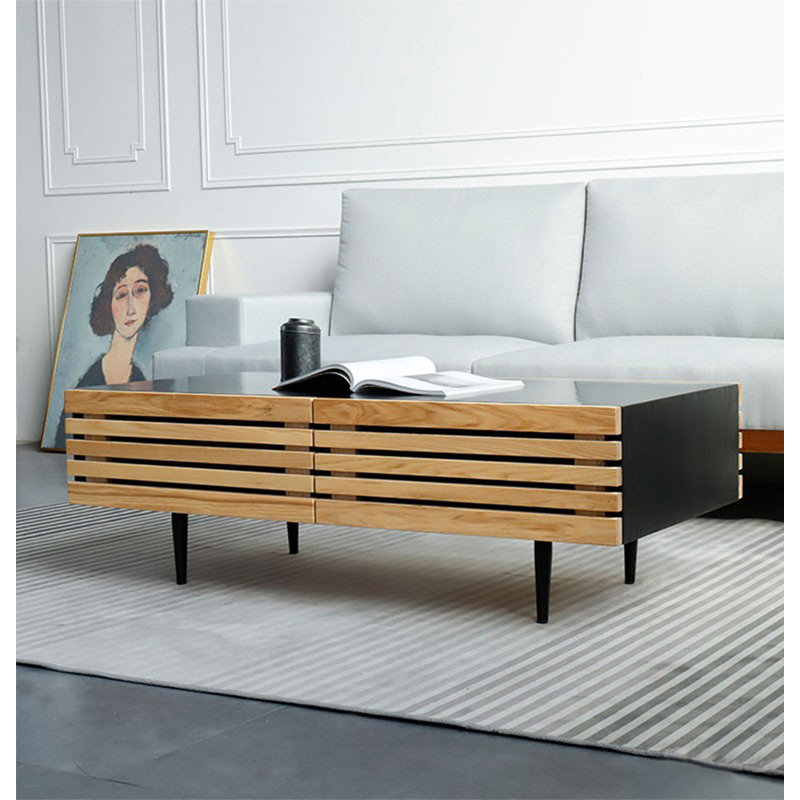 Table basse minimaliste moderne en bois massif, H 15,75 po x L 55,12 po x l 27,56 po