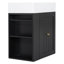 Meuble-lavabo de 20 pouces avec lavabo en céramique, armoire de rangement en panneau de fibres à densité moyenne avec tiroir, tablette latérale et poignée dorée - meuble-lavabo moderne pour les petites salles de bain-683681942